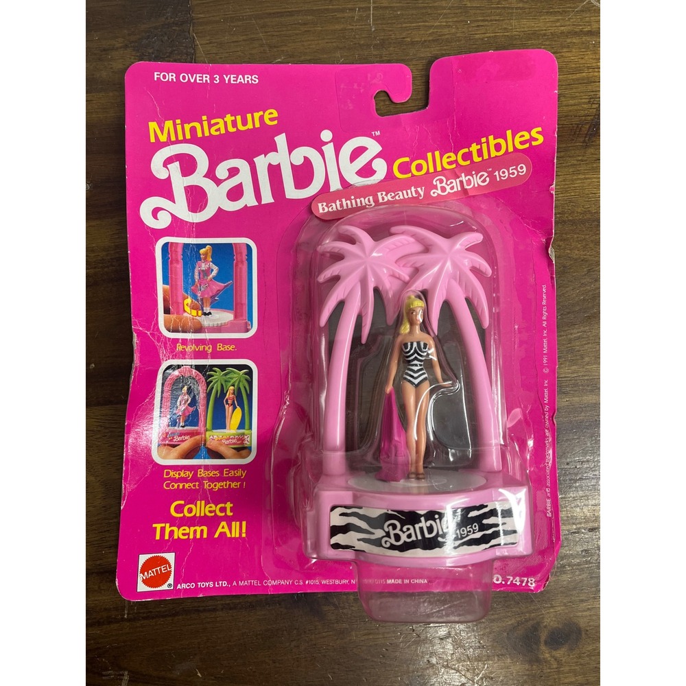 Vintage 1991 Miniature Barbie Collectible 1959 Bathing Beauty Figure Mattel 7478